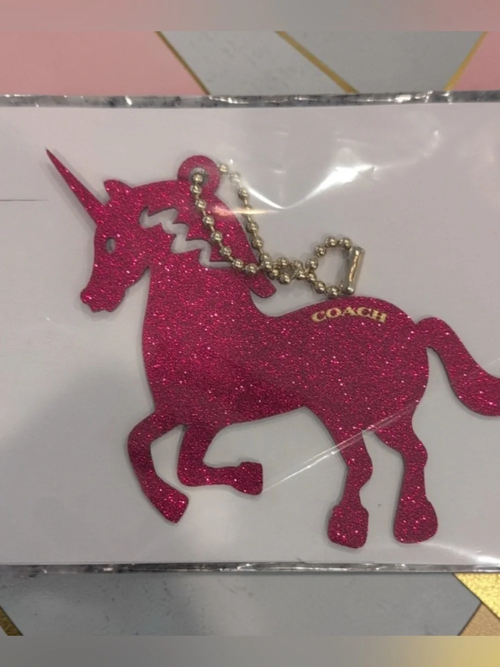 Coach rare pink, unicorn, glitter, limited edition, bag charm
